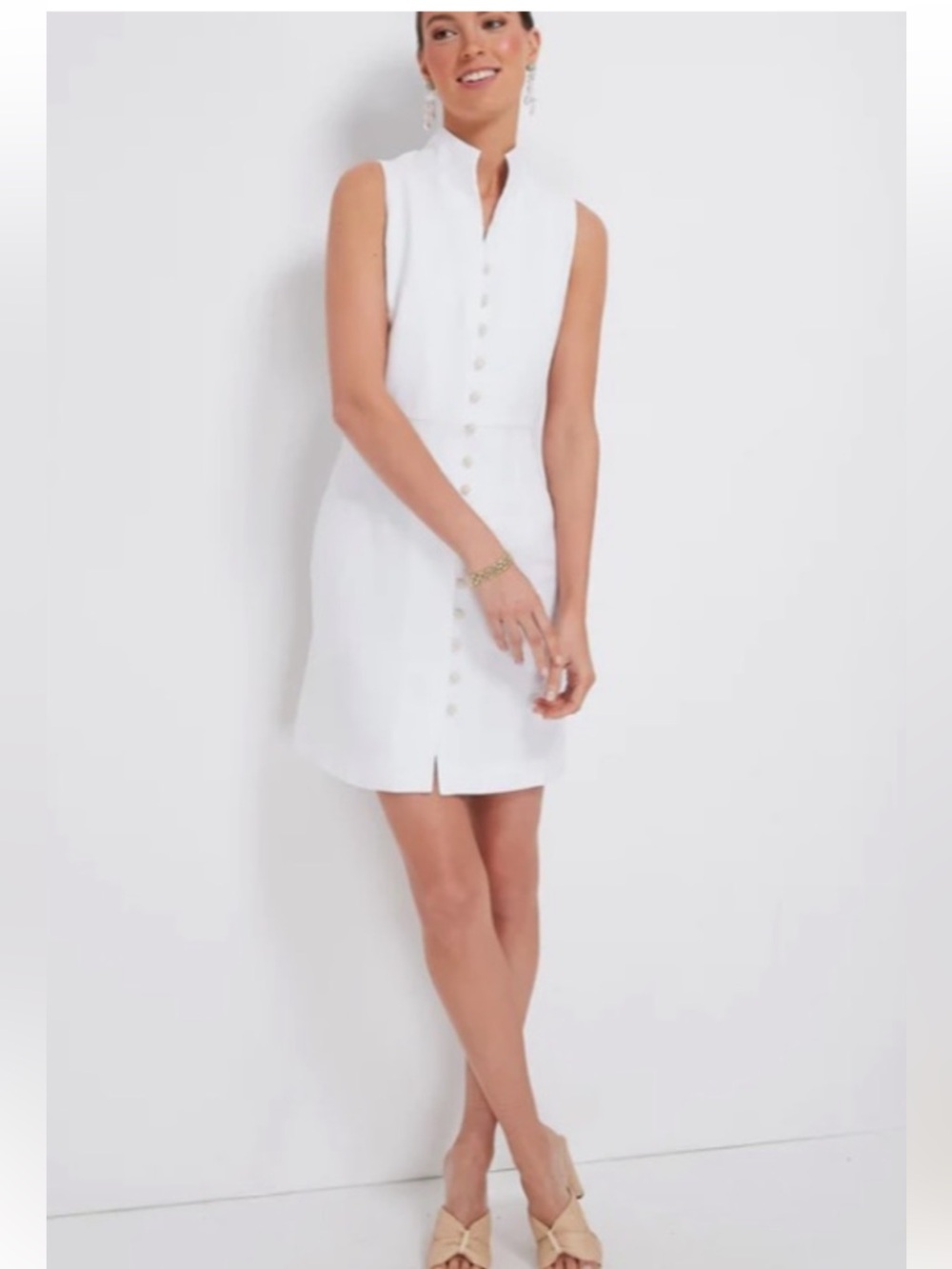 Tuckernuck Leighton White Sleeveless Button-Front Mini Dress Sz xxl 16